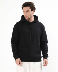 Plain Oversized Hoodie -Black & White - Image 4