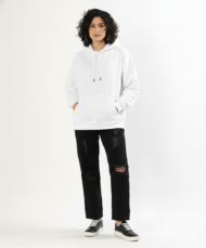 Plain Oversized Hoodie -Black & White - Image 2